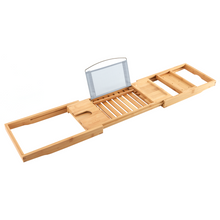 Load image into Gallery viewer, BAMBOO BATH TUB CADDY TRAY STORAGE SHELF HOLDER RACK I-PAD HOLDER