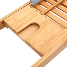 Load image into Gallery viewer, BAMBOO BATH TUB CADDY TRAY STORAGE SHELF HOLDER RACK I-PAD HOLDER