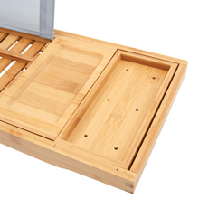 Load image into Gallery viewer, BAMBOO BATH TUB CADDY TRAY STORAGE SHELF HOLDER RACK I-PAD HOLDER
