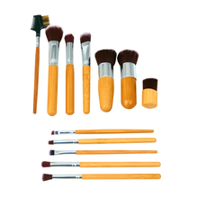 Load image into Gallery viewer, 12 Pieces Makeup Brush Set Professional Bamboo Handle Premium Synthetic Kabuki Foundation Blending Blush Concealer Eye Face Liquid Powder Cream Cosmetics Brushes Kit