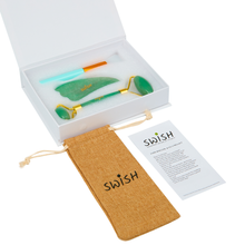 Load image into Gallery viewer, Original Jade Roller and Gua Sha Set - Jade Face Roller - Face Roller: 100% Real Natural Jade - Face Massager, Facial Roller for Skin, Eyes, Neck - Authentic, Durable, Noiseless Design