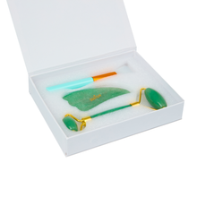 Load image into Gallery viewer, Original Jade Roller and Gua Sha Set - Jade Face Roller - Face Roller: 100% Real Natural Jade - Face Massager, Facial Roller for Skin, Eyes, Neck - Authentic, Durable, Noiseless Design