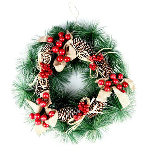 Christmas Wreath For Front Door with Artificial Red Winter Berries