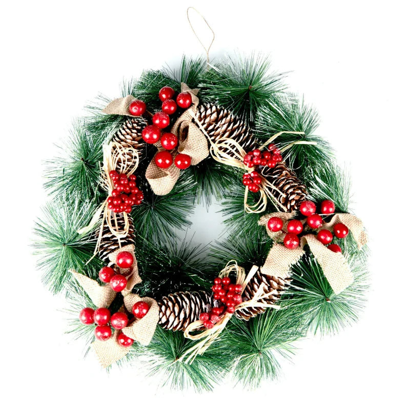 Christmas Wreath For Front Door with Artificial Red Winter Berries