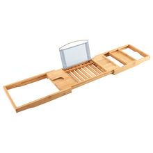 Load image into Gallery viewer, BAMBOO BATH TUB CADDY TRAY STORAGE SHELF HOLDER RACK I-PAD HOLDER
