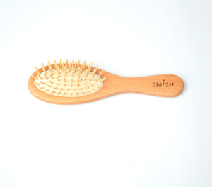 100% Natural Bamboo Hair Brush Detangling Massage Anti-Static Hair Comb Wooden Bristle Cushioned Organic Hairbrush