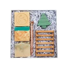 Load image into Gallery viewer, Luxury  Handmade Soap Gift Set - 4 x Soaps, 1 x Bamboo Soap Dish, 1 x Pink Himalayan Salt Tube
