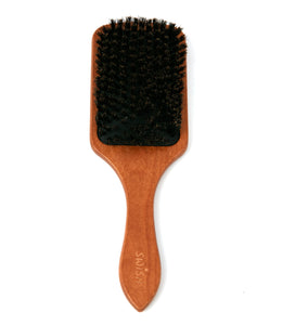 Boar Bristle Hairbrush for Women and Men - Natural Wooden Large Flat Square Paddle Hair Brush